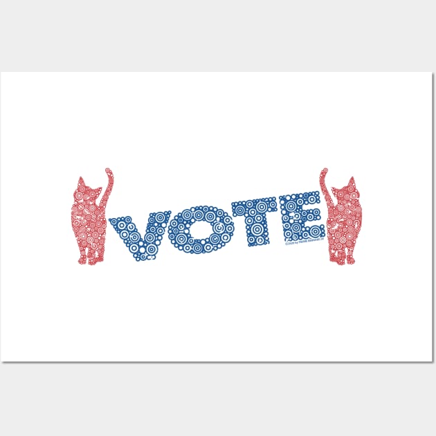 Red Cats Warming Up To Vote Blue Circle Design Wall Art by pbdotman